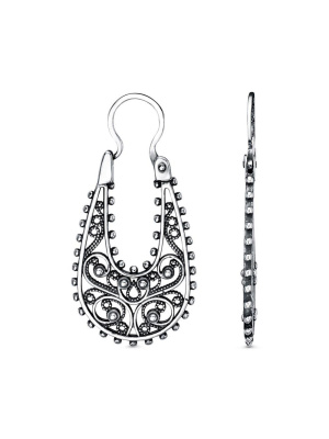 Серьги серебро 925 пробы, покрытие - оксидирование, без вставок