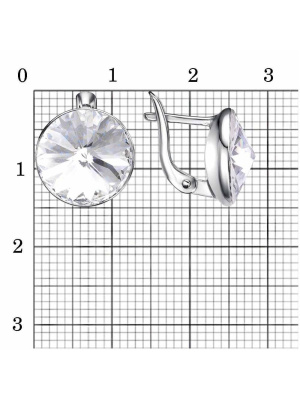 Серьги серебро 925 пробы, покрытие - родирование, вставка - стекло ювелирное preciosa