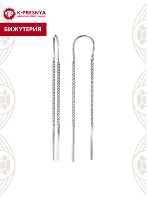 Серьги бижутерия, покрытие - серебрение, без вставок