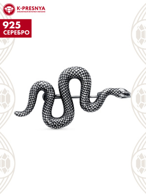 Брошь серебро 925 пробы, покрытие - оксидирование, без вставок