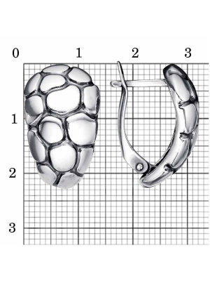 Серьги бижутерия, покрытие - серебрение с оксидированием, без вставок