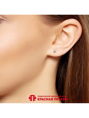 Серьги серебро 925 пробы, покрытие - платинирование, без вставок