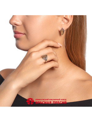 Серьги серебро 925 пробы, покрытие - оксидирование, вставка - искусственный кошачий глаз