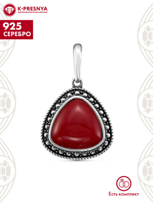 Подвеска серебро 925 пробы, покрытие - оксидирование, вставка - искусственный коралл