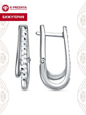 Серьги бижутерия, покрытие - платинирование, отделка - алмазная грань, без вставок