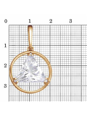 Подвеска бижутерия, покрытие - золочение, вставка - фианит (недрагоценный камень)