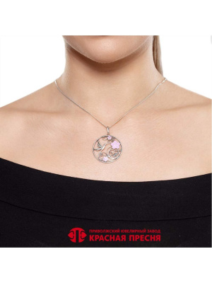 Подвеска бижутерия, покрытие - серебрение с оксидированием, отделка - эмаль, без вставок