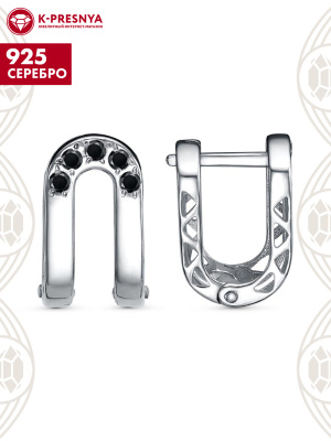 Серьги серебро 925 пробы, покрытие - платинирование, вставка - фианит (недрагоценный камень)