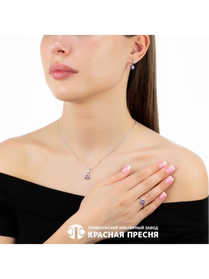 Подвеска серебро 925 пробы, покрытие - родирование, вставка - фианит (недрагоценный камень)