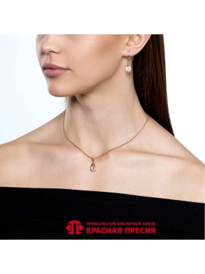 Серьги серебро 925 пробы, покрытие - золочение, вставка - фианит (недрагоценный камень)