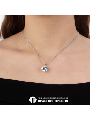 Подвеска серебро 925 пробы, покрытие - платинирование, вставка - фианит (недрагоценный камень)