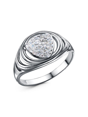 Кольцо бижутерия, покрытие - серебрение с оксидированием, вставка - стекло ювелирное preciosa