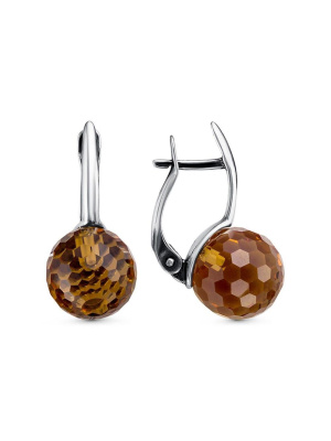 Серьги серебро 925 пробы, покрытие - оксидирование, вставка - искусственный султанит