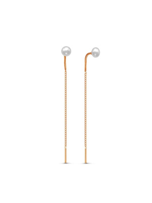 Серьги бижутерия, покрытие - золочение, вставка - культивированный жемчуг