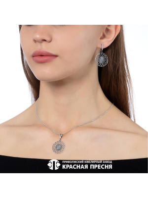 Серьги серебро 925 пробы, покрытие - оксидирование, без вставок