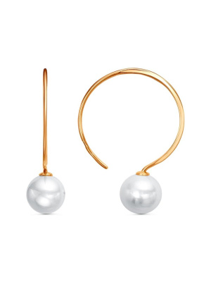 Серьги серебро 925 пробы, покрытие - золочение, вставка - имитация жемчуга