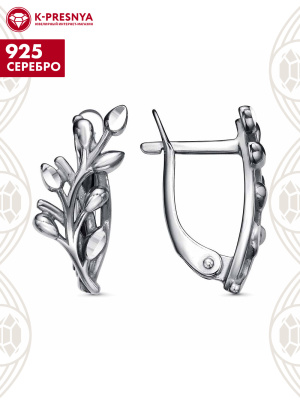 Серьги серебро 925 пробы, покрытие - оксидирование, отделка - алмазная грань, без вставок