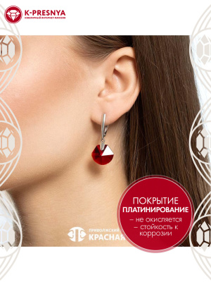 Серьги серебро 925 пробы, покрытие - платинирование, вставка - стекло ювелирное собственной огранки