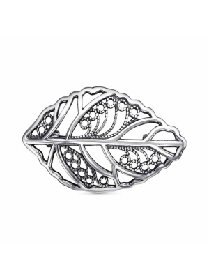 Брошь серебро 925 пробы, покрытие - оксидирование, без вставок