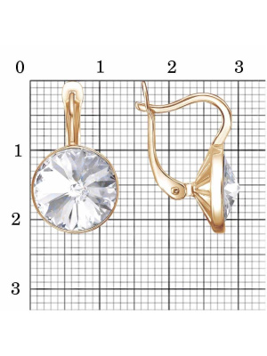 Серьги бижутерия, покрытие - золочение, вставка - стекло ювелирное preciosa