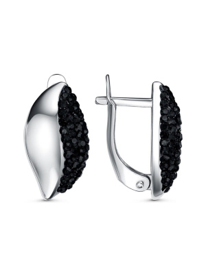 Серьги бижутерия, покрытие - платинирование, вставка - стекло ювелирное preciosa