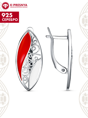 Серьги серебро 925 пробы, отделка - эмаль, без вставок