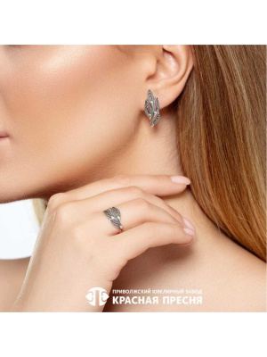 Серьги серебро 925 пробы, покрытие - оксидирование, без вставок
