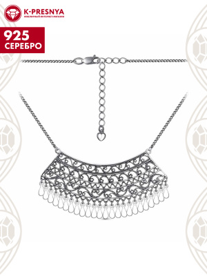 Колье серебро 925 пробы, покрытие - оксидирование, без вставок
