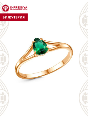 Кольцо бижутерия, покрытие - золочение, вставка - искусственная шпинель