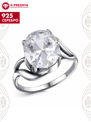 Кольцо серебро 925 пробы, покрытие - оксидирование, вставка - фианит (недрагоценный камень)