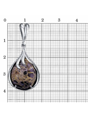 Подвеска бижутерия, покрытие - платинирование, вставка - флюорит