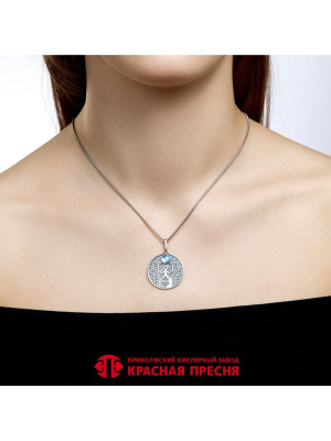 Подвеска серебро 925 пробы, покрытие - оксидирование, вставка - стекло ювелирное