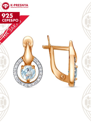 Серьги серебро 925 пробы, покрытие - золочение, выборочное родирование