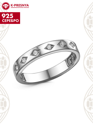 Кольцо серебро 925 пробы, покрытие - платинирование, вставка - стекло ювелирное preciosa