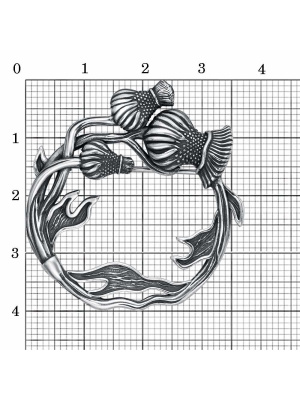 Брошь серебро 925 пробы, покрытие - оксидирование, без вставок