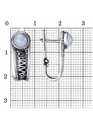 Серьги бижутерия, покрытие - серебрение с оксидированием, вставка - искусственный агат белый
