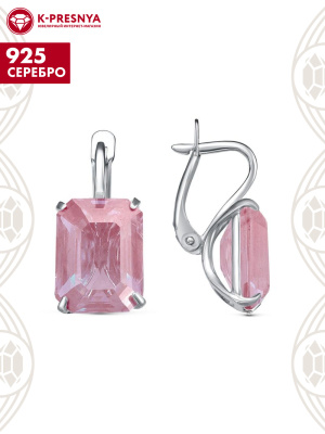 Серьги серебро 925 пробы, покрытие - родирование, вставка - ситалл собственной огранки