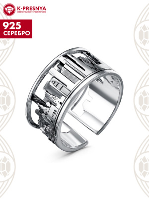 Кольцо серебро 925 пробы, покрытие - оксидирование, без вставок