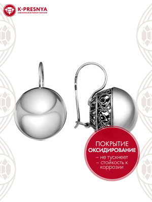 Серьги серебро 925 пробы, покрытие - оксидирование, без вставок