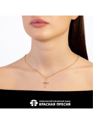 Подвеска серебро 925 пробы, покрытие - золочение, вставка - фианит (недрагоценный камень)