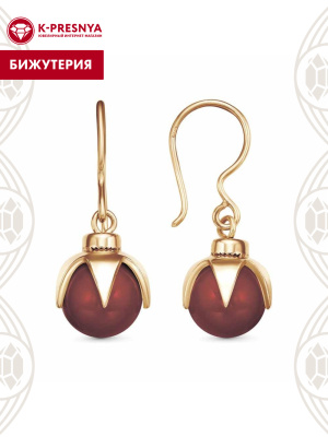 Серьги бижутерия, покрытие - золочение, вставка - имитация жемчуга