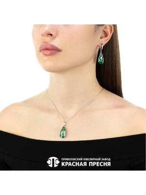 Серьги серебро 925 пробы, покрытие - родирование, вставка - фианит собственной огранки (недрагоценный камень)