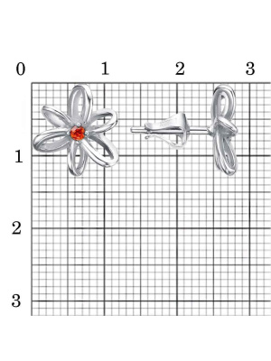 Серьги серебро 925 пробы, покрытие - платинирование, вставка - фианит (недрагоценный камень)