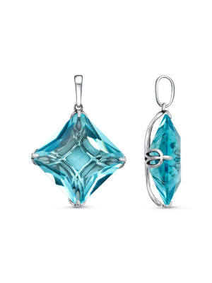 Подвеска бижутерия, покрытие - серебрение с оксидированием, вставка - стекло ювелирное собственной огранки