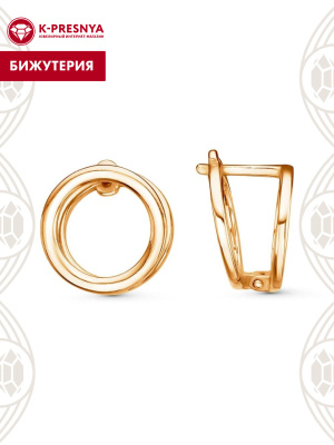 Серьги бижутерия, покрытие - золочение, без вставок