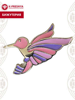Брошь бижутерия, покрытие - платинирование, отделка - эмаль, без вставок