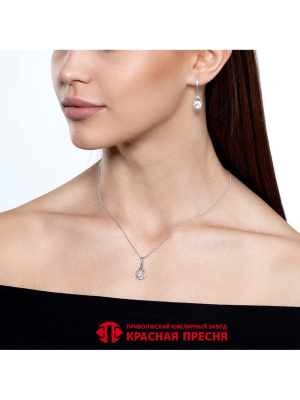 Подвеска серебро 925 пробы, покрытие - платинирование, вставка - фианит (недрагоценный камень)