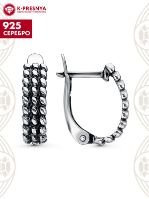 Серьги серебро 925 пробы, покрытие - оксидирование, без вставок