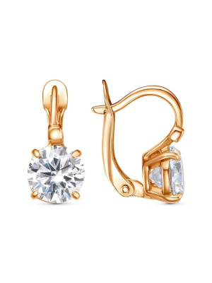 Серьги бижутерия, покрытие - золочение, вставка - фианит (недрагоценный камень)