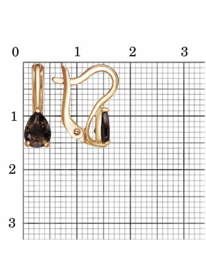 Серьги серебро 925 пробы, покрытие - золочение, вставка - дымчатый кварц